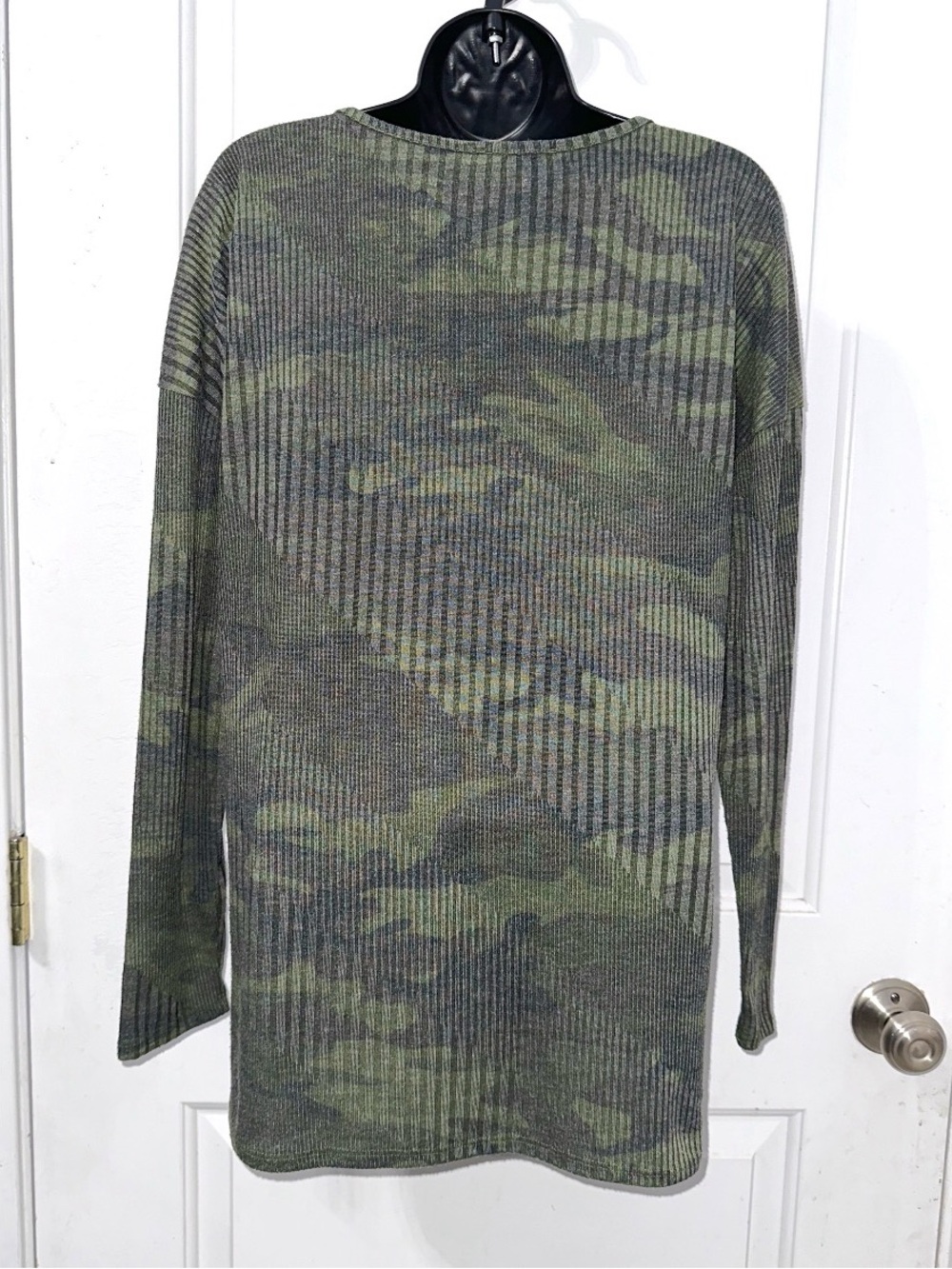 First Love by Lovelyn olive green camo ribbed long sleeve top - Picture 4 of 6